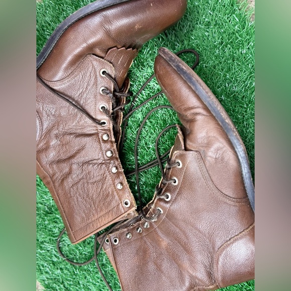 Justin Boot Company Women's Brown Lace-Up Roper Size 10D - Picture 3 of 7